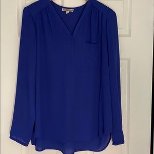 Pleione blue long-sleeve blouse
